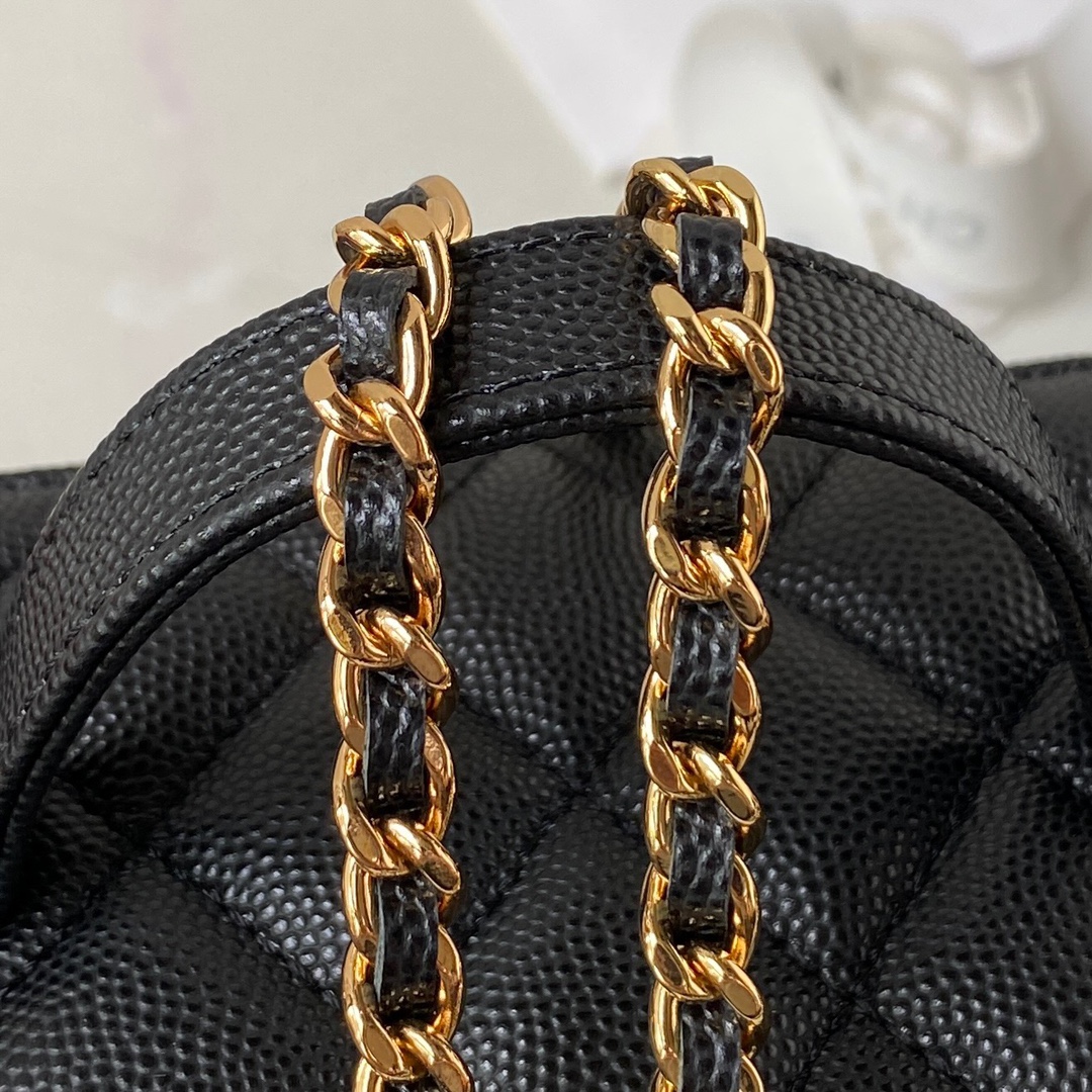 Caviar Vanity Chain Shoulder Bag Makeup Case AS3017 Black